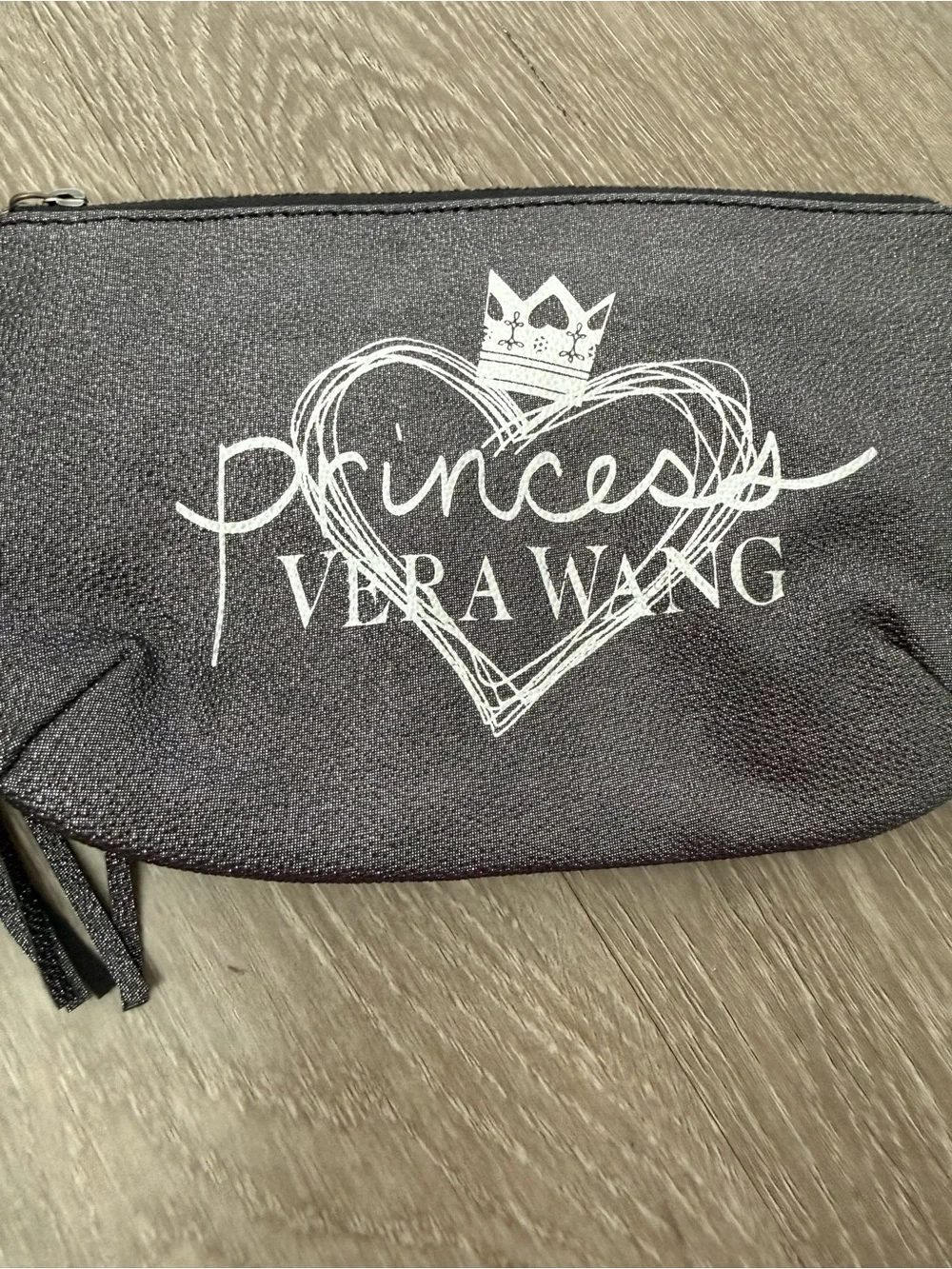 Vera Wang Black 'Princess' Heart Logo Tassel Cosmetic Pouch